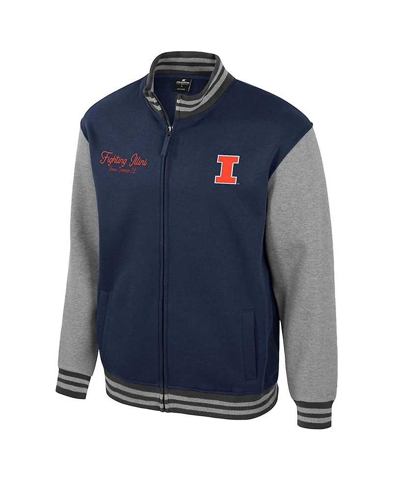 Colosseum Men's Navy Illinois Fighting Illini Ambi-Turner Full-Zip Varsity Jacket
