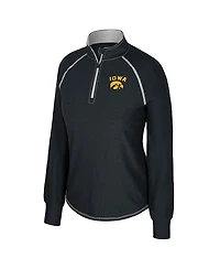 Colosseum Women's Black Iowa Hawkeyes Bikram Raglan Quarter-Zip Sweatshirt