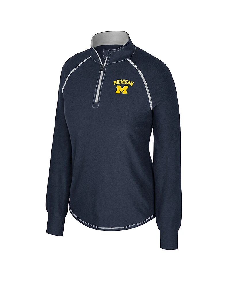 Colosseum Women's Navy Michigan Wolverines Bikram Raglan Quarter-Zip Sweatshirt
