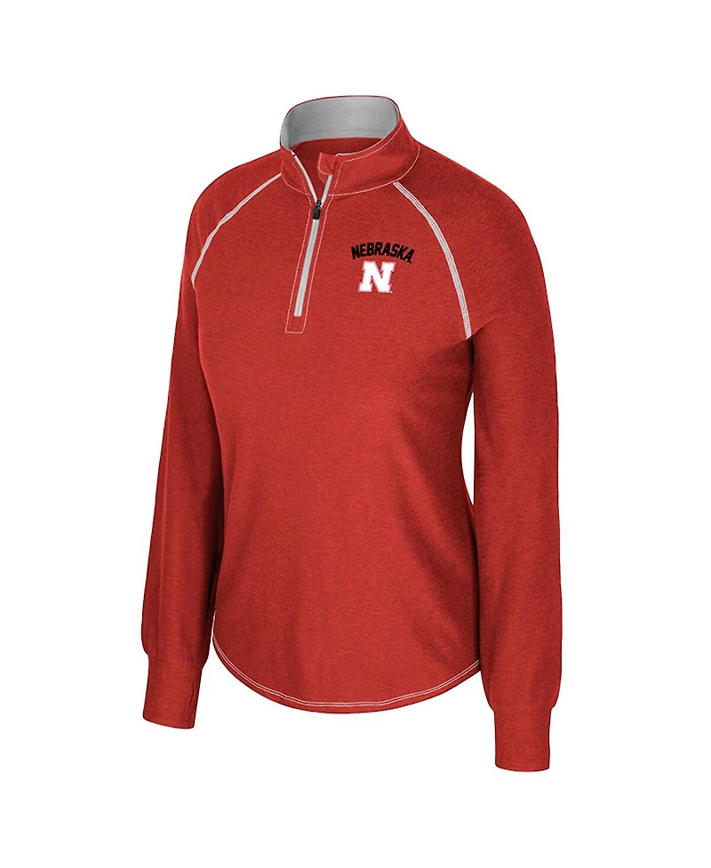 Colosseum Women's Scarlet Nebraska Huskers Bikram Raglan Quarter-Zip Sweatshirt