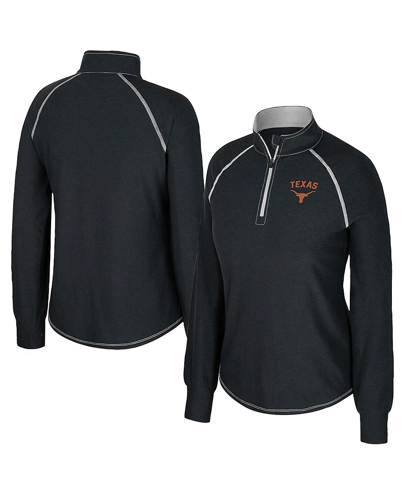 Colosseum Women's Black Texas Longhorns Bikram Raglan Quarter-Zip Sweatshirt