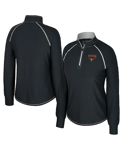 Colosseum Women's Black Texas Longhorns Bikram Raglan Quarter-Zip Sweatshirt