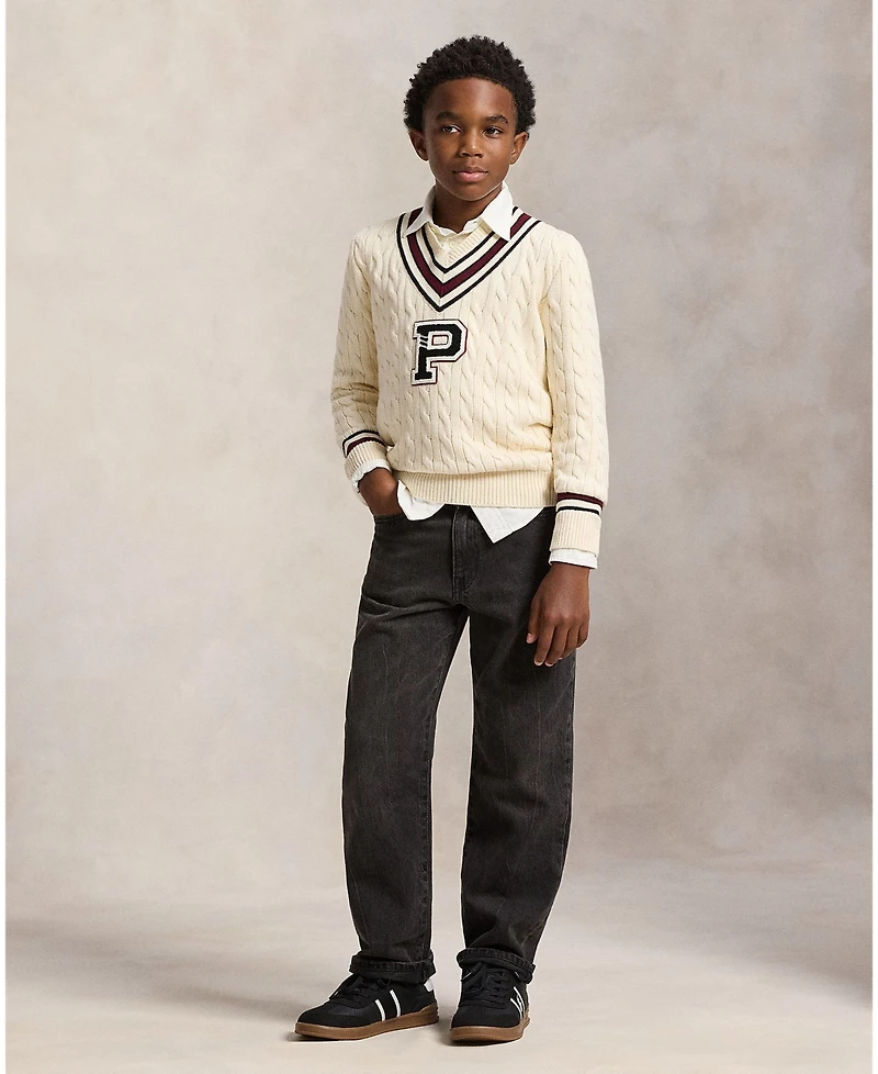 Polo Ralph Lauren Boys 8-20 Stripe Detail Cricket Sweater