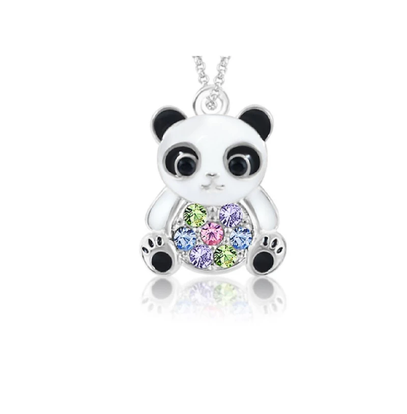 Chanteur/Girl/Panda Multi-color Crystal White Gold Palladium Plating Necklace