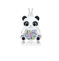 Chanteur/Girl/Panda Multi-color Crystal White Gold Palladium Plating Necklace