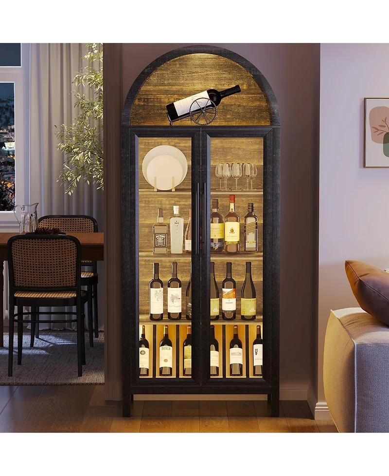 Vlsrka 72.8" Glass Door Display Cabinet, 5-Tier with Motion Led