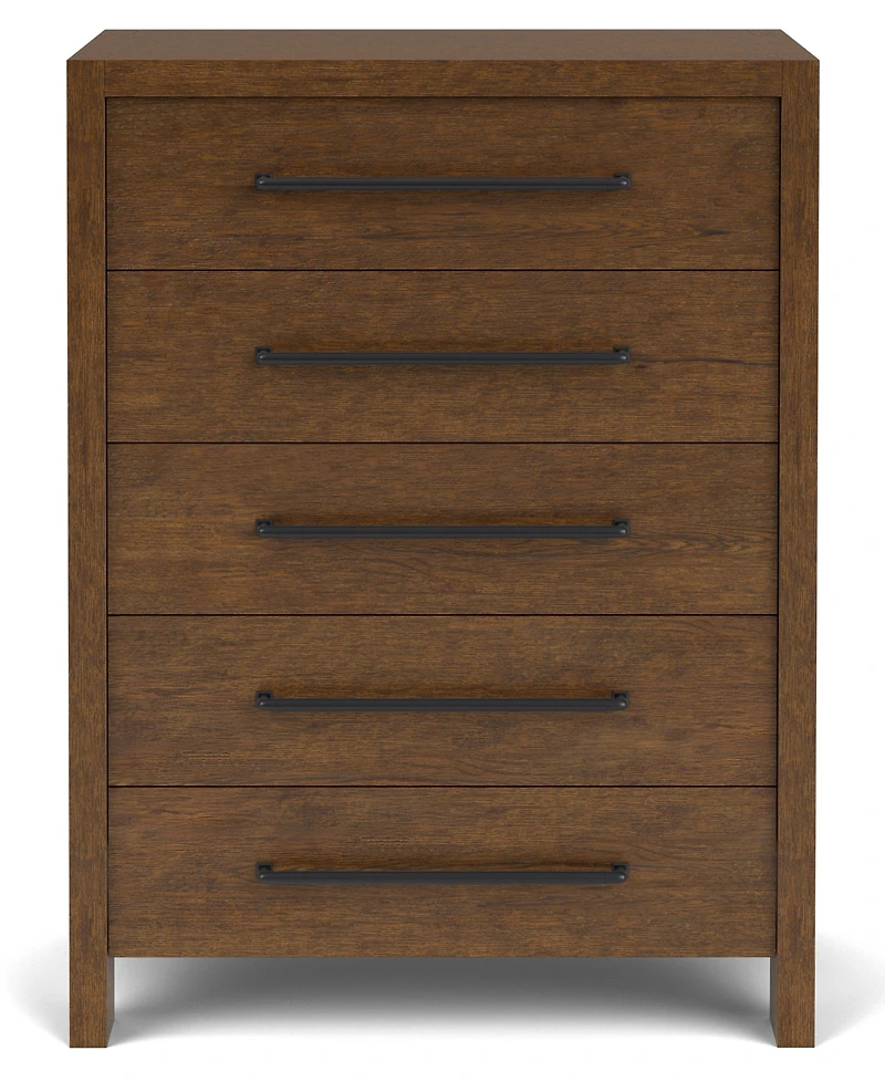 Furniture Davie Cracked Oak and Fabric 3-Pc. King Bedroom Set
