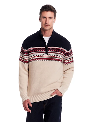 Weatherproof Vintage Men's Maine Two Tone Quarter Zip Sweater