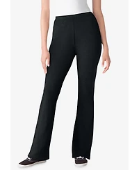 Woman Within Women's Tall Stretch-Cotton Knit Pull-On Bootcut Leggings