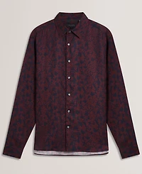 Ted Baker Men's Akselle Regular Fit Tonal Floral Print Long Sleeve Shirt