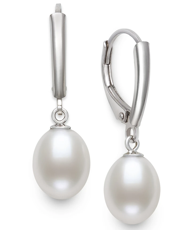 Belle de Mer Cultured Freshwater Drop Pearl (7-8mm) Earrings in Sterling Silver