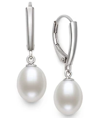 Belle de Mer Cultured Freshwater Drop Pearl (7-8mm) Earrings in Sterling Silver