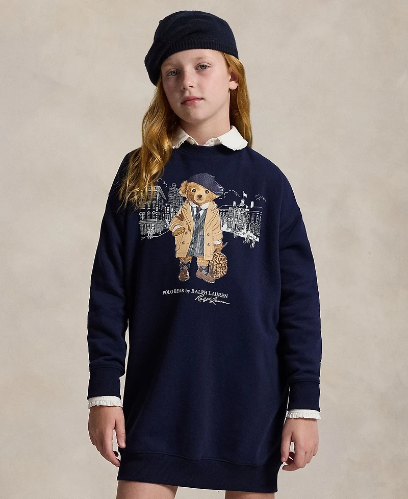 Polo Ralph Lauren Big Girls Bear Fleece Sweatshirt Dress