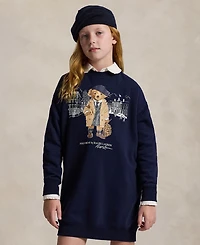 Polo Ralph Lauren Big Girls Bear Fleece Sweatshirt Dress
