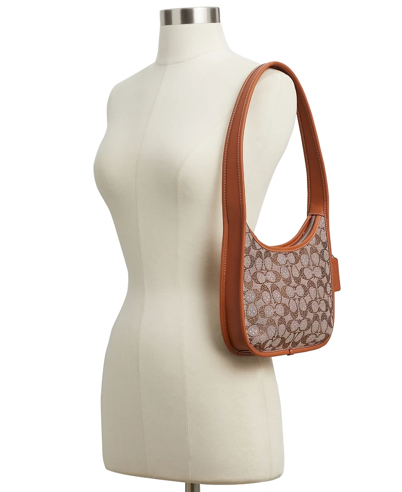 Coach Originals Crystal Signature Jacquard Curve Zip Handbag