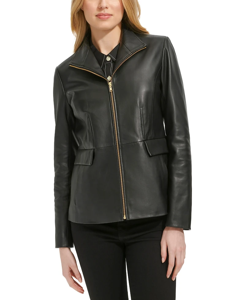 Cole Haan Women's Zip-Front Leather Jacket