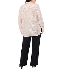 Vince Cameo Plus Size Sequined Button-Front Shirt