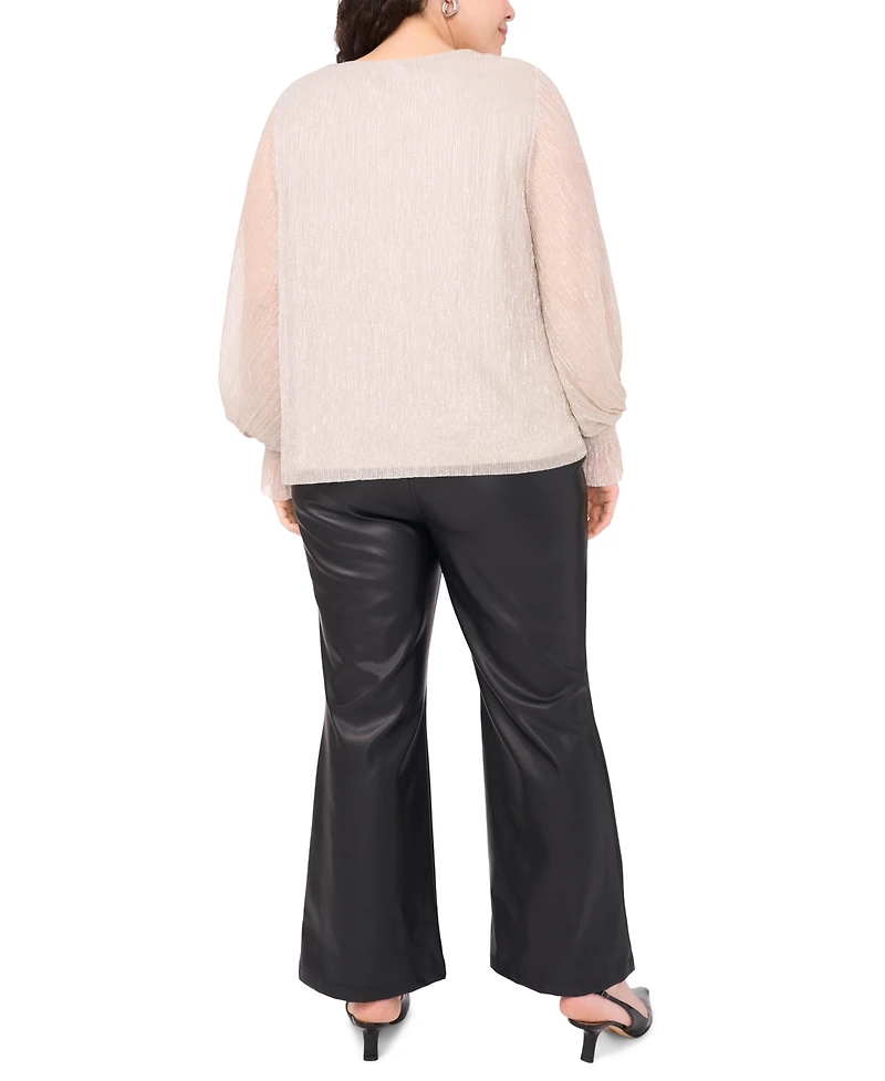 Vince Camuto Plus Metallic V-Neck Blouse