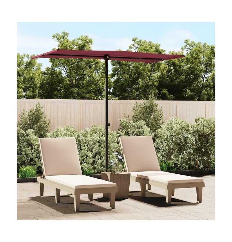vidaXL Garden Parasol Bordeaux Red Polyester, Aluminum Medium