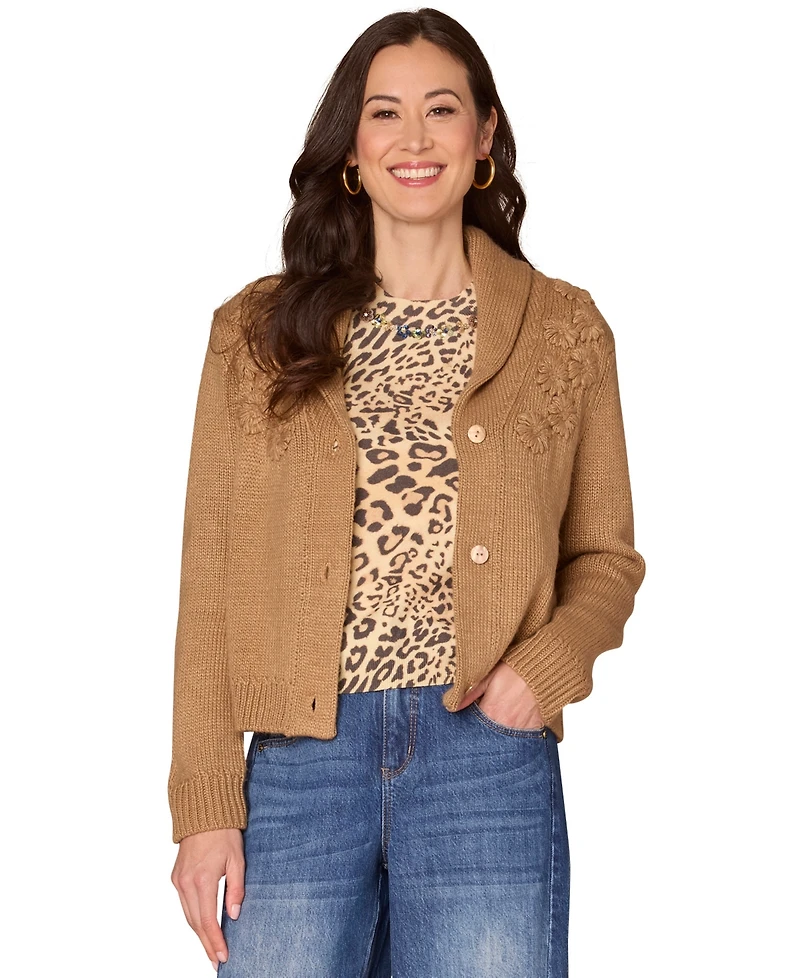 Democracy Petite Embroidered Cardigan