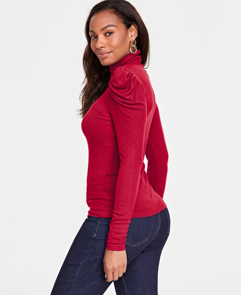 I.n.c. International Concepts Women's Mock-Neck Puff-Sleeve Top, Created for Macy's