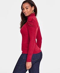 I.n.c. International Concepts Women's Mock-Neck Puff-Sleeve Top, Created for Macy's