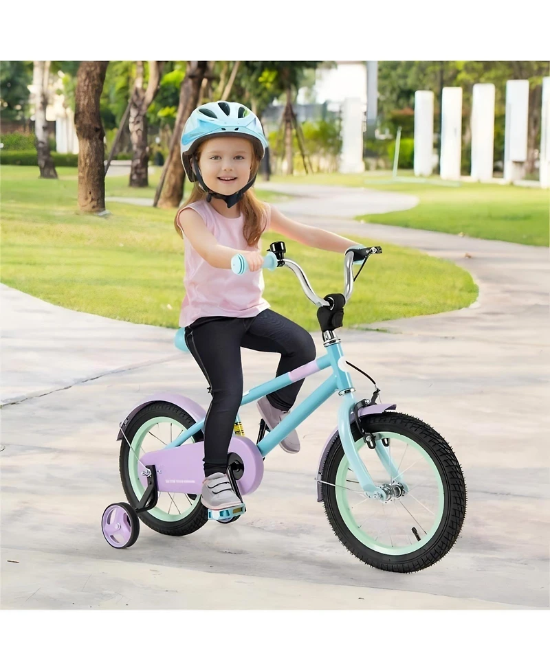 Hongge Kids Bike with Adjustable Handlebar and Saddle Purple-14 Inches
