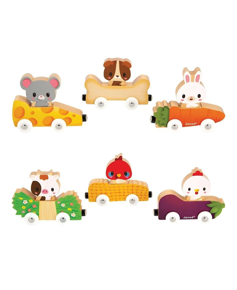 Janod Mix & Match Magnetic Animal Cars - Set of 6