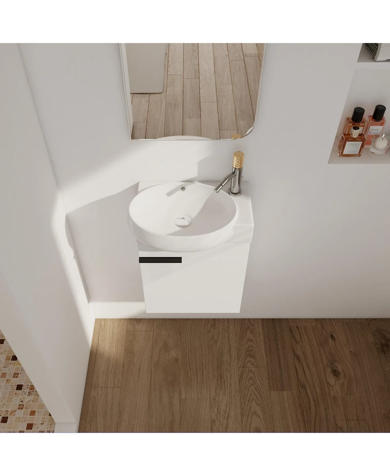 Lovmor Soft Close Doors Bathroom Vanity With Sink 16 Inch For Small Bathroom