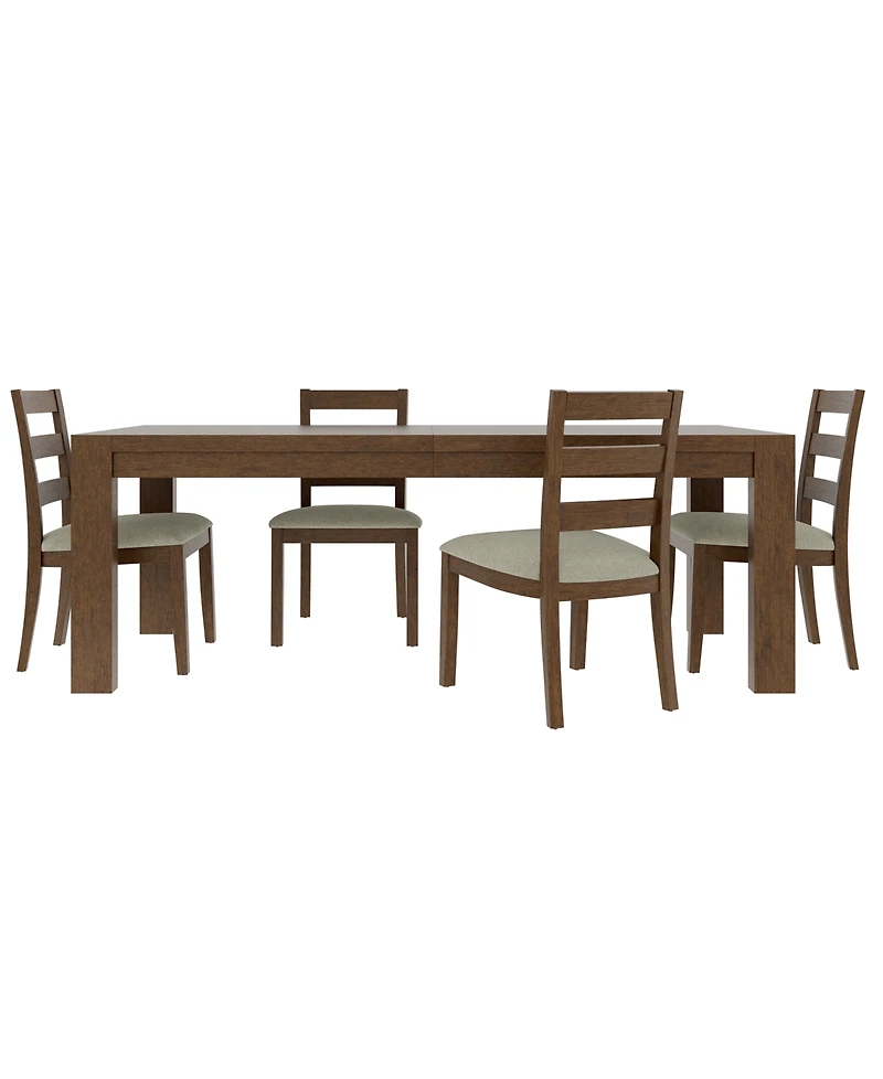 Furniture Davie Cracked Oak and Fabric -Pc. Rectangle Dining Set
