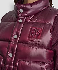 Dkny Jeans Women's Quilted Mock Neck Puffer Vest Jacket