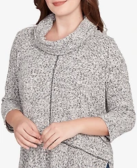 Ruby Rd. Petite Cowl Neck Space Dye Chenille Knit Top