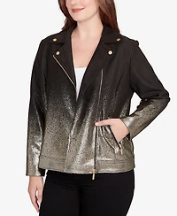 Ruby Rd. Petite Metallic Ombre Moto Jacket