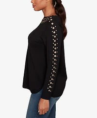 Ruby Rd. Petite Grommet Embellished Fine Gauge Sweater