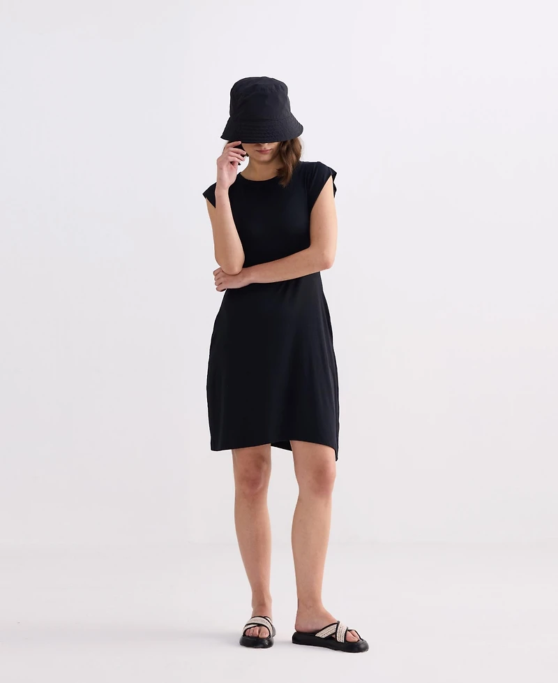 Reistor Women's Muscle Tee Short Dress in Black