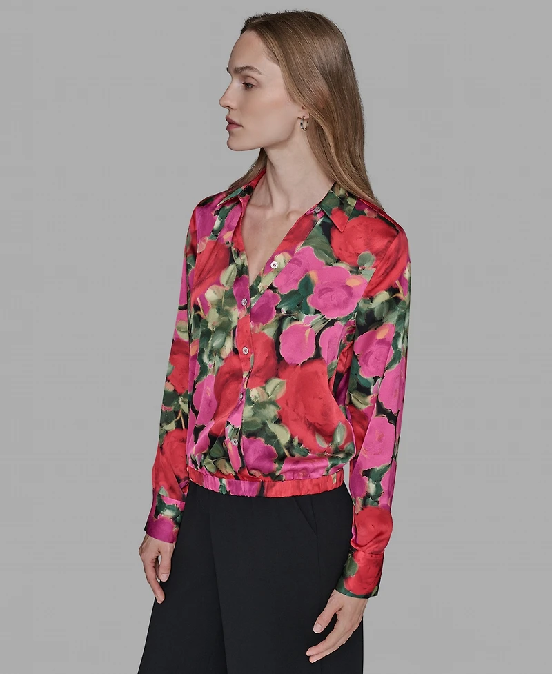Karl Lagerfeld Paris Petite Floral Long Sleeves Top