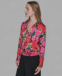 Karl Lagerfeld Paris Petite Floral Long Sleeves Top