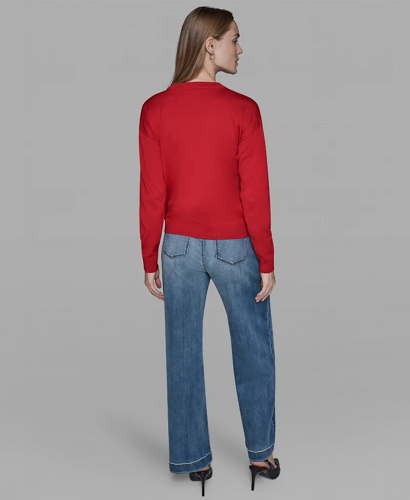 Karl Lagerfeld Paris Petite Bow Long Sleeves Sweater