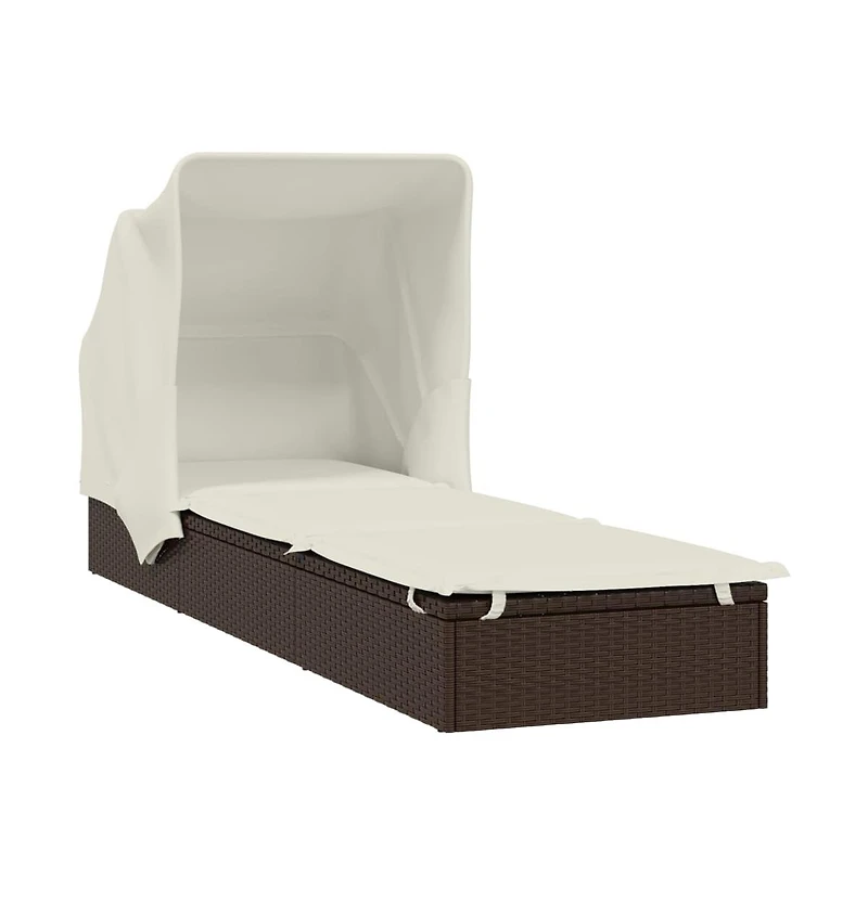 Sunbed Brown Pe Rattan, Powder-Coated Steel 83.9x24.8x38.2 in