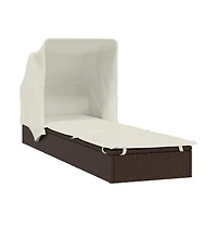 Sunbed Brown Pe Rattan, Powder-Coated Steel 83.9x24.8x38.2 in