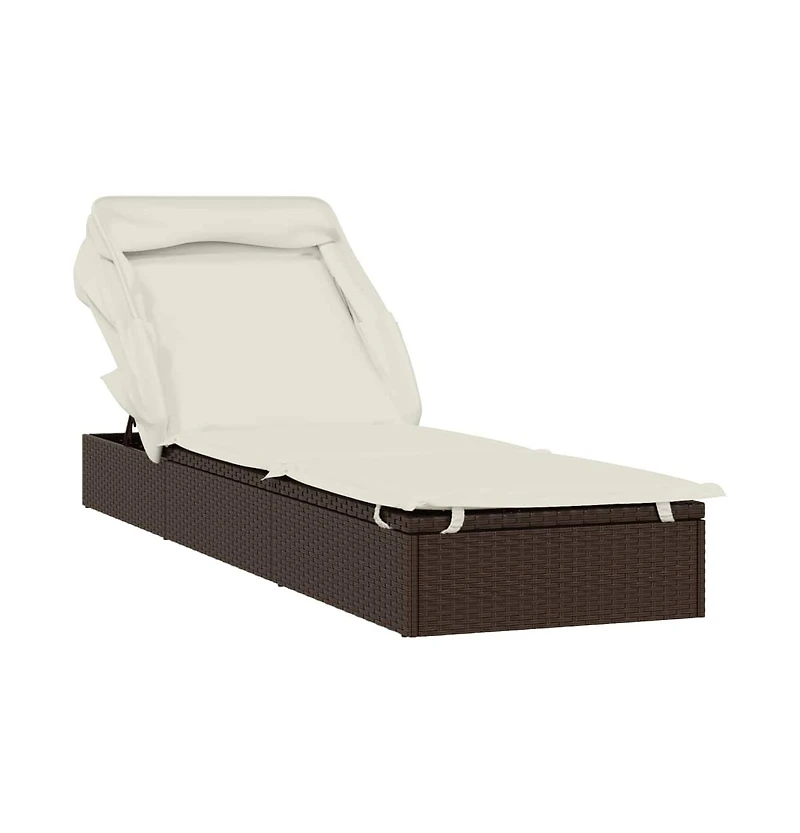 Sunbed Brown Pe Rattan, Powder-Coated Steel 83.9x24.8x38.2 in