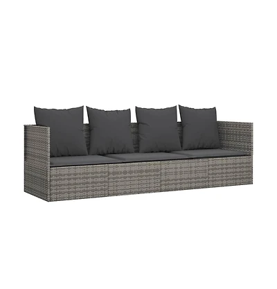 Outdoor Lounge Bed Grey Poly rattan, powder-coated steel, fabric