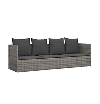 Outdoor Lounge Bed Grey Poly rattan, powder-coated steel, fabric
