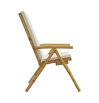 vidaXL Garden Reclining Chair Set of 2 Cream white Bamboo, fabric
