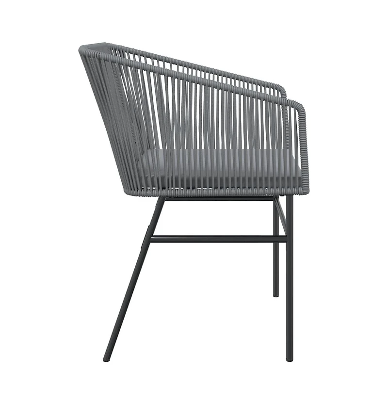 Garden Chair Gray Pe rattan, Powder-Coated Steel Medium