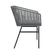 Garden Chair Gray Pe rattan, Powder-Coated Steel Medium