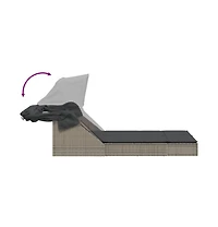 Double Sun Lounger Grey Pe Rattan, Powder-coated Steel Double