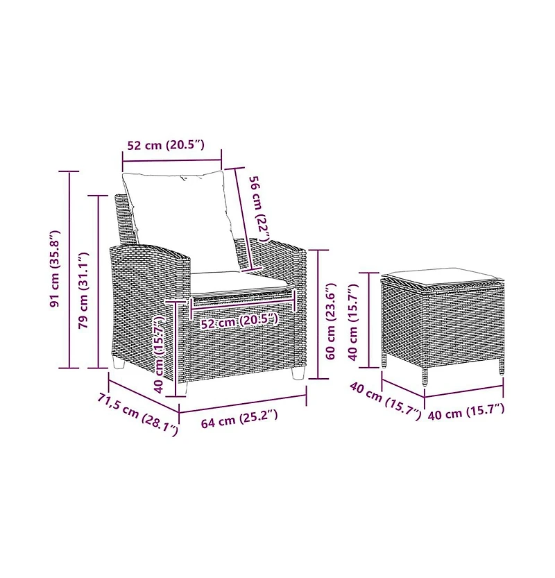 Garden Sofa Set Grey, Navy blue Pe rattan and powder-coated steel