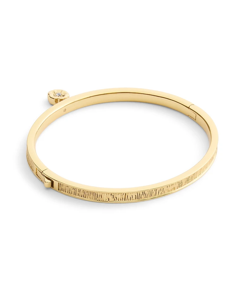 Coach Gold Plated Tea Rose Charm Bangle Bracelets