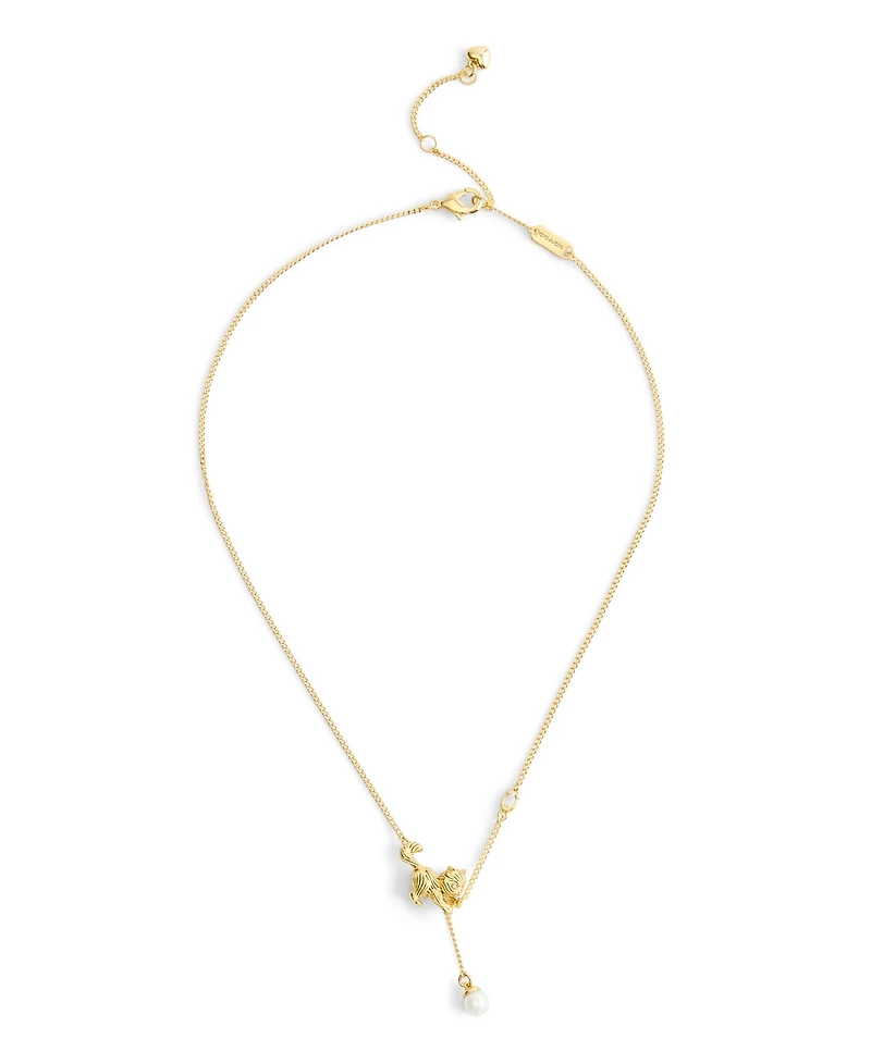 Coach Gold Plated Signature Cat Pendant Necklace